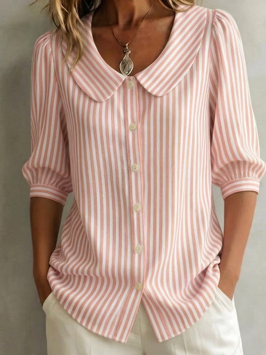 Amelia | Retro Striped Peter Pan Collar Shirt