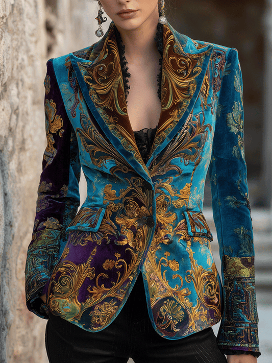 Luxury Bohemian Baroque Velvet Tailored Blazer